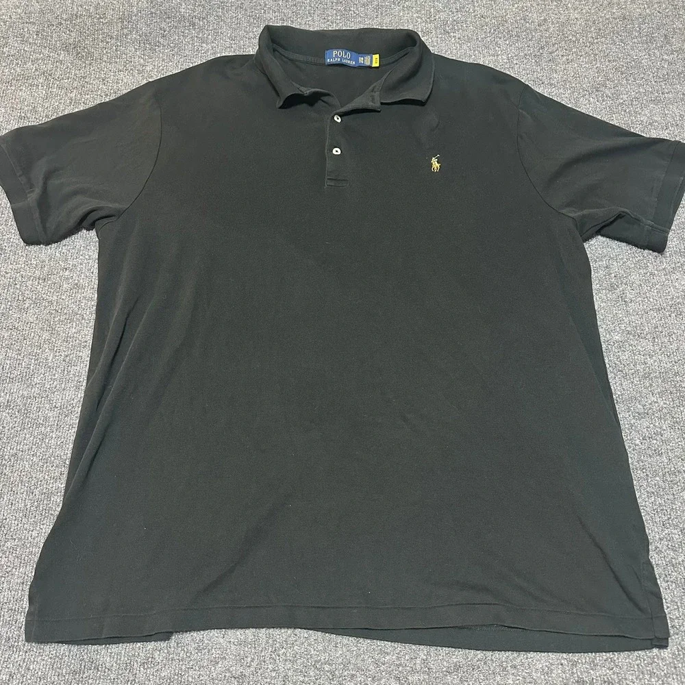 Polo Ralph Lauren Mens Big & Tall 2XB Black Short Sleeve Classic Fit Polo Shirt